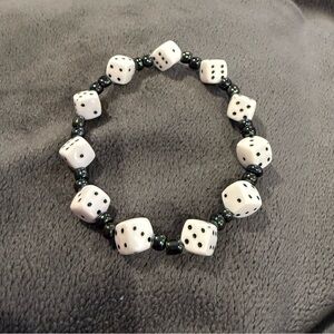 Black and White Dice Beaded Bracelet